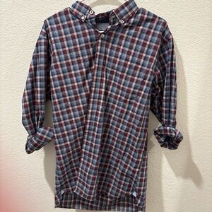 Custom Creature Men's Blue and Red Plaid Shirt